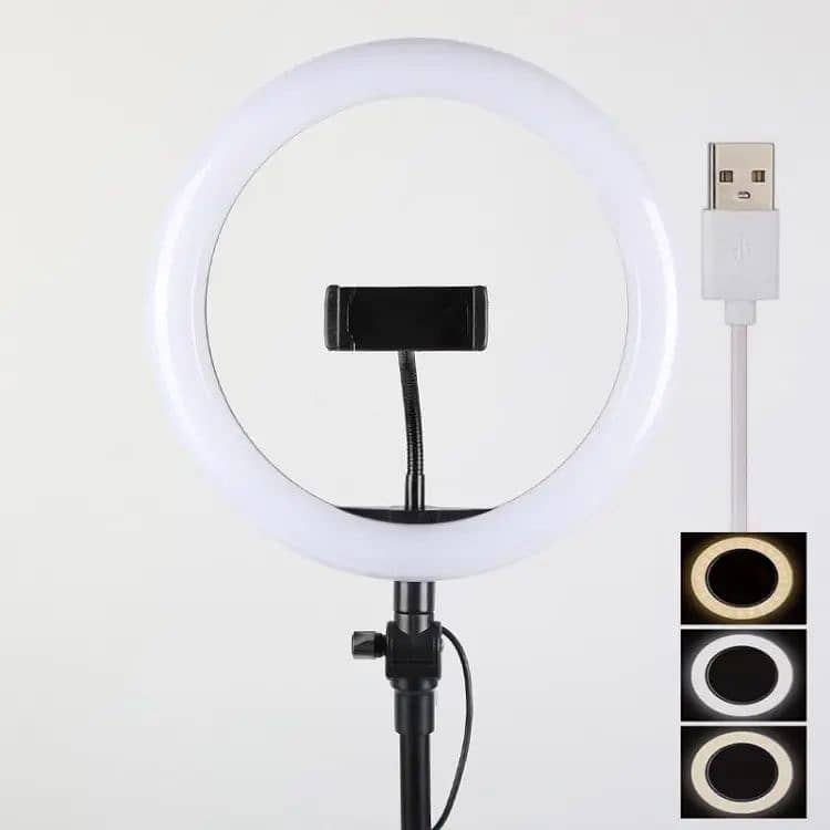 26 CM selfie LED Ring Light With Ball Head Mobile Holder 3 Colour 1