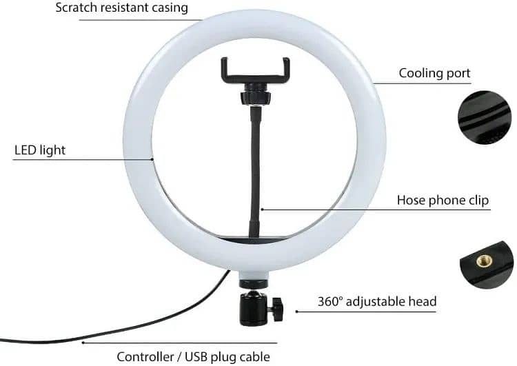 26 CM selfie LED Ring Light With Ball Head Mobile Holder 3 Colour 3