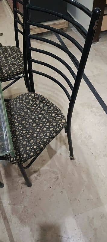 Iron Dining Table 6 Chairs with Glass Top 4