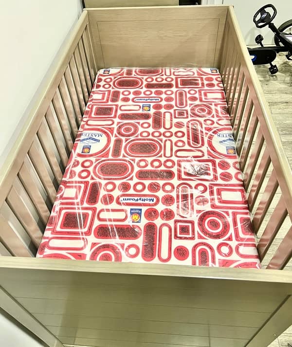 Brand New Designer Cot + Molty Foam Mattress 2