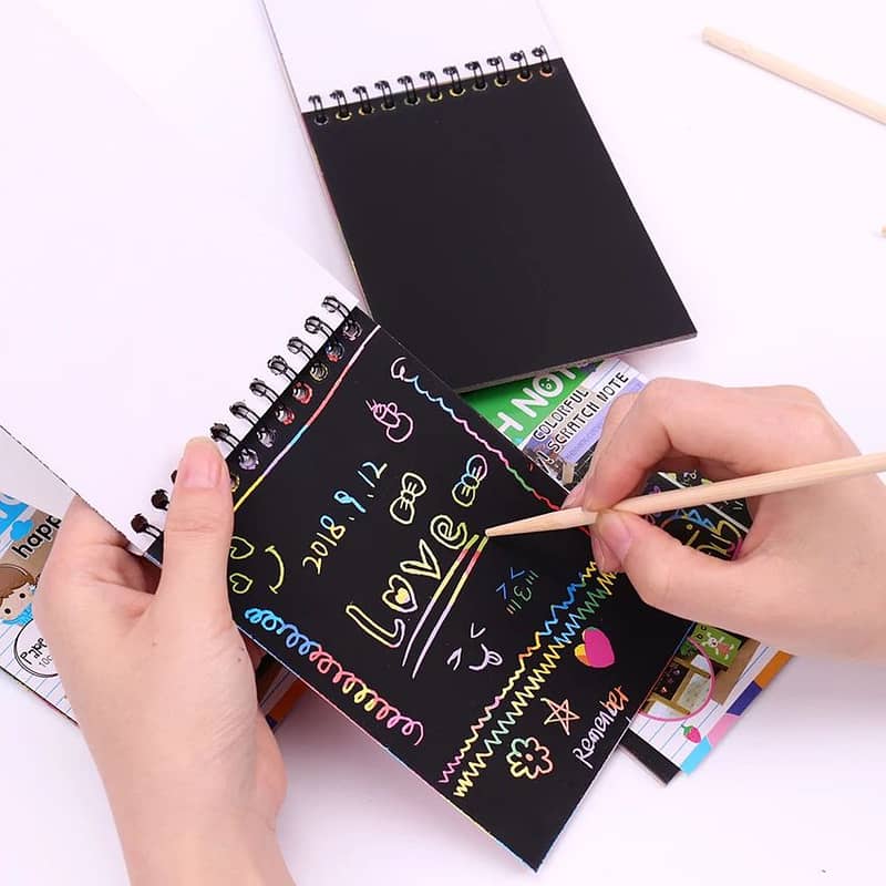 Scratch Note Black Cardboard Creative DIY Draw Sketch Notes for Toy N 2