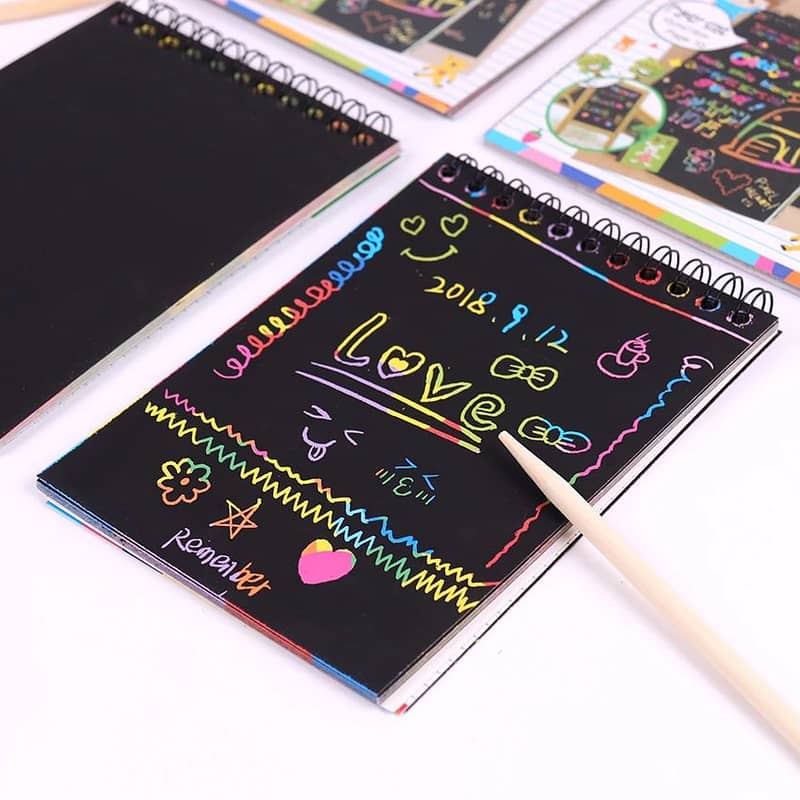 Scratch Note Black Cardboard Creative DIY Draw Sketch Notes for Toy N 3