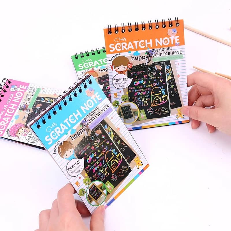 Scratch Note Black Cardboard Creative DIY Draw Sketch Notes for Toy N 4