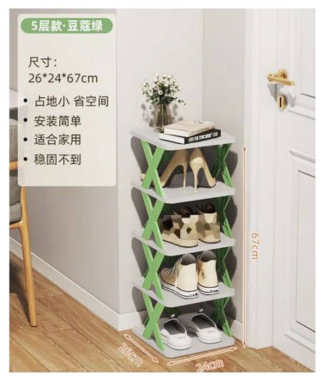 5Layers Stackable Vertical Space Saving Shoe Storage Rack Bookshelf O 3