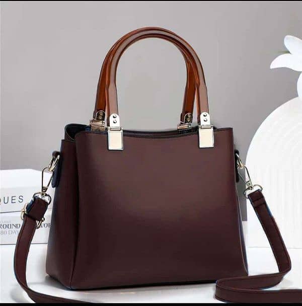 Women's Leather Plain Shoulder Bag 1