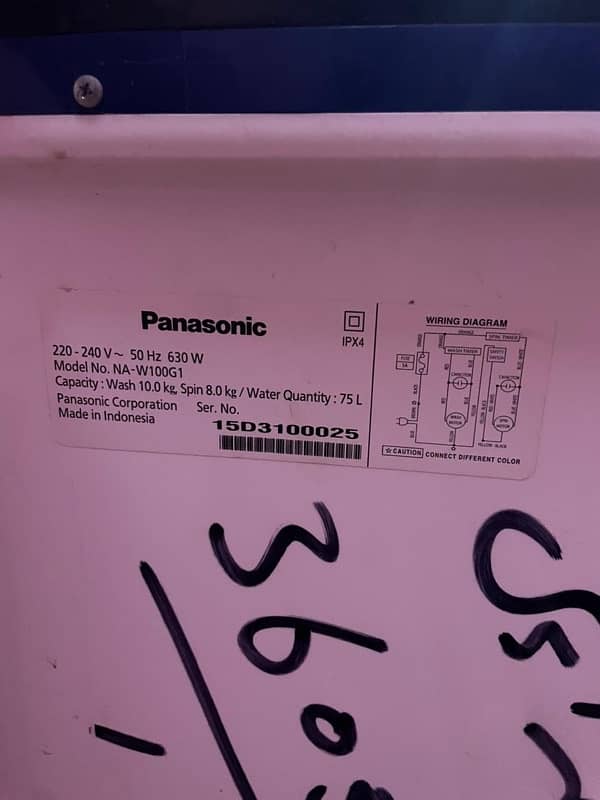 Panasonic imported washing machine Full size (Model NA-W100G1) 8