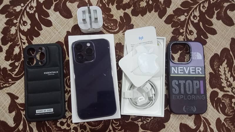 I phone 14 pro with box very good condition first hand use 3