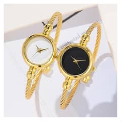 2 Couple Style Gold Sliver Bracelet Minimalist Wristwatch Ste