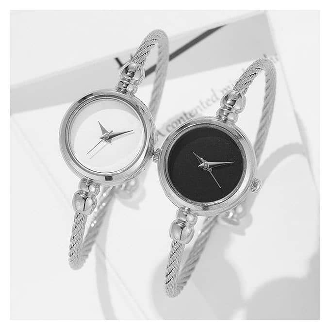 2 Couple Style Gold Sliver Bracelet Minimalist Wristwatch Ste 1