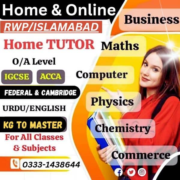 Home Tutor,Online Tutor,Home Tution,O/A level,Kg,Montess,IGCSE,English 0