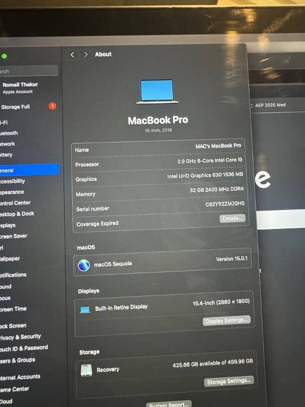 macbook pro 2018 i9 32 512gb 6