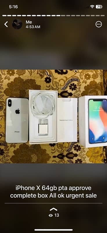 iPhone X 256gb pta approved complete box 1