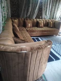 7 Seater Velvet Corner Sofa Set For Sale