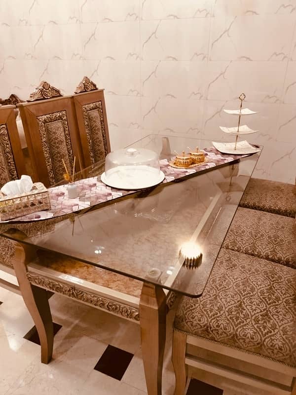 Dining Table For sale//6 seater Dining Table//wooden(Top Glass) Dining 0