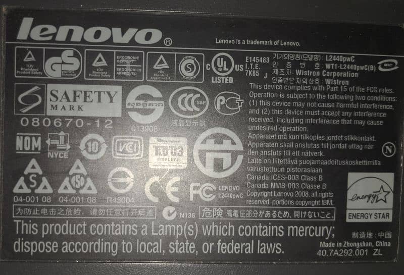 ORIGINAL LENOVO 24" USED LCD 4