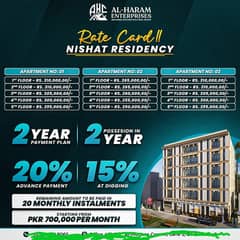 VIP location of DHA phase Vl Big Nishat 400 yard project full luxurious apartment with 3BDD with lift parking fresh booking Available