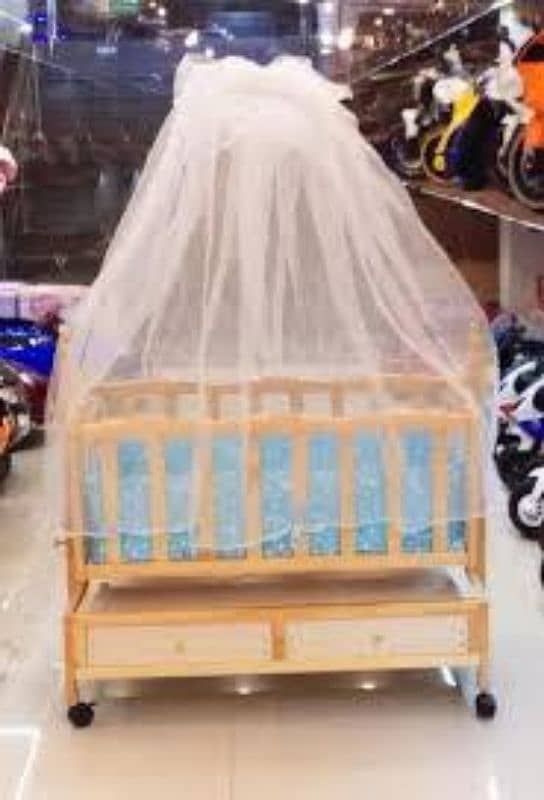 wooden baby cot with swing 1