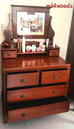 antique  teakwood dressing table with chester  drawers