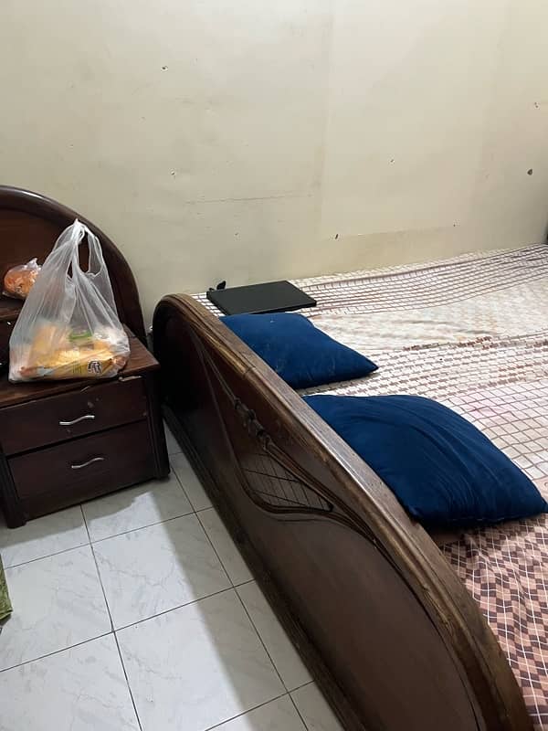 double bed with mattress and side tables 1