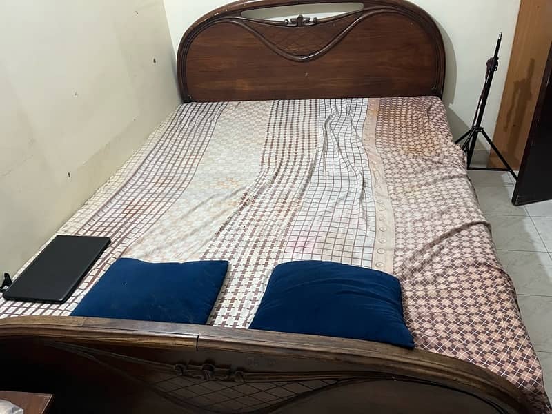 double bed with mattress and side tables 2