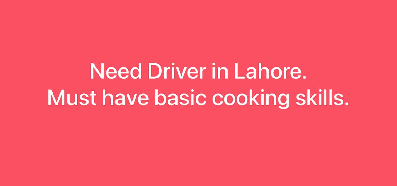 Driver job in Lahore. 0