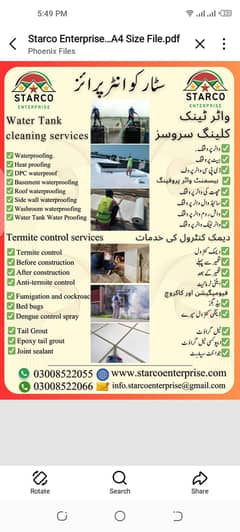 Tank Cleaning services/waterproofing/Deep Water Cleaning/Leakage