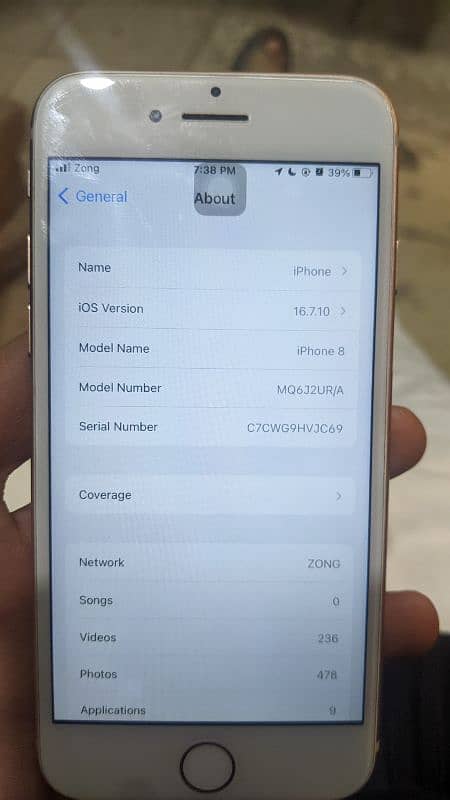 iphone 8 hai 10 on 10 condition pta 64gb 5