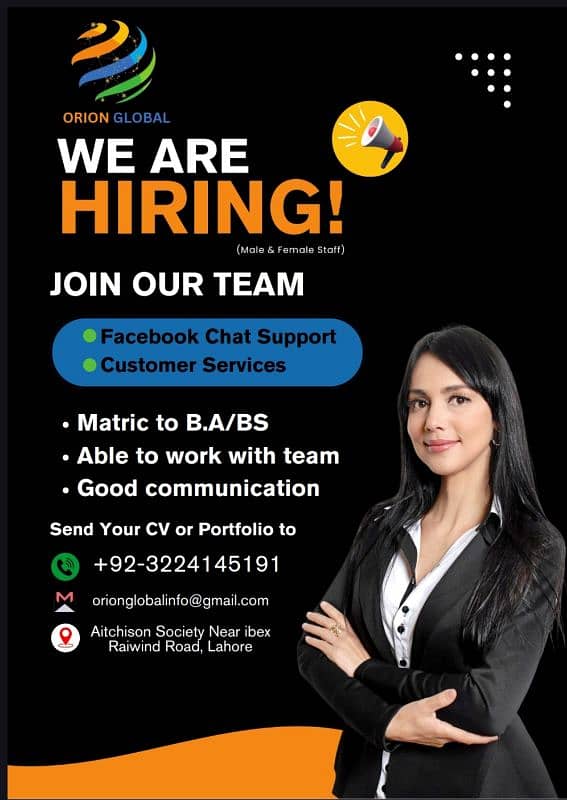 We are chat support jobs offer in Lahore 0