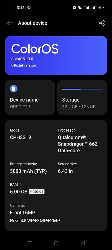 OppoF19 condition 10/9.5 original box and charger 6