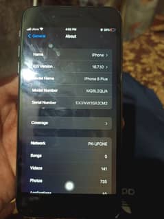 Iphone 8 plus Non pta 64GB Black Coloer