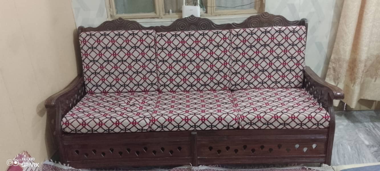 Wooden sofa set, total 5 seater 5