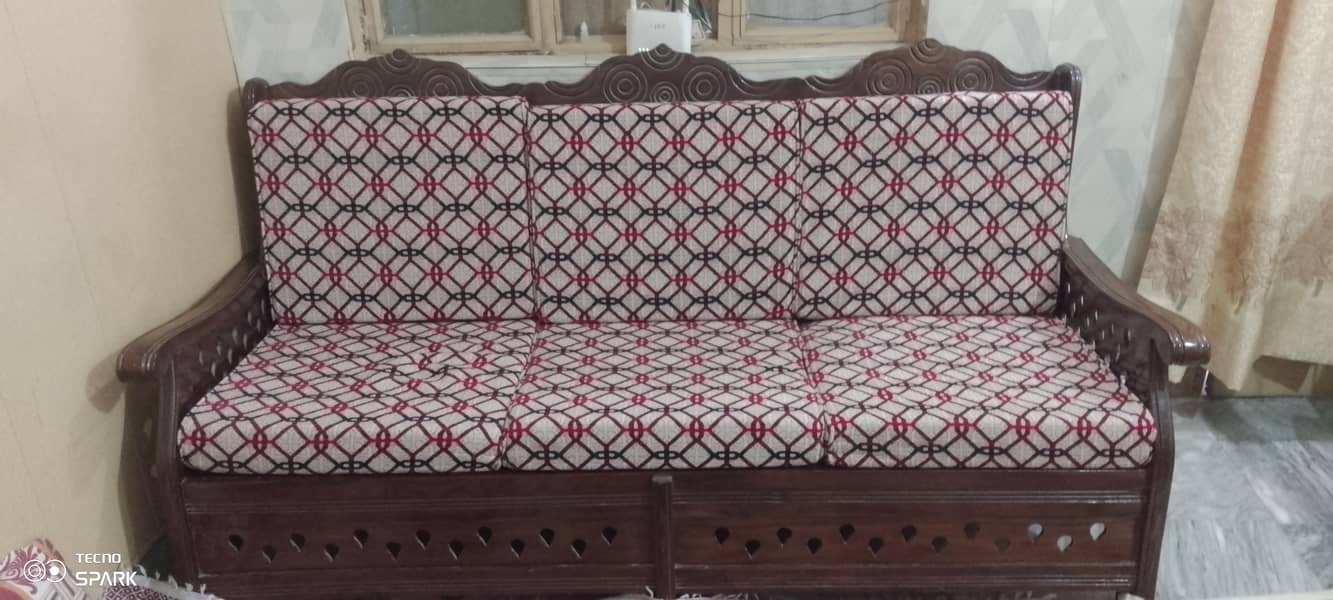 Wooden sofa set, total 5 seater 6