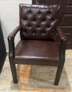 Nice leather seat wooden arm comfortable chair