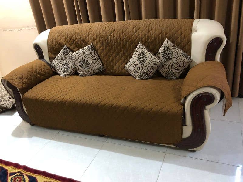 chocolate brown and off white coloured 7 seater sofas for sale 2