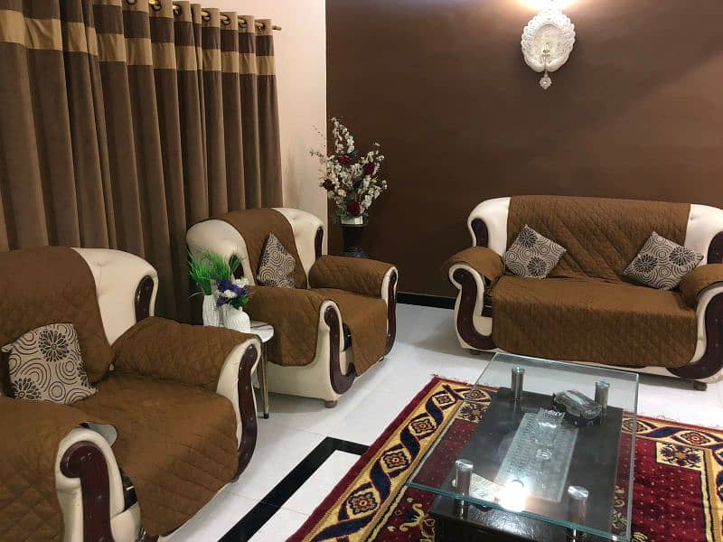 chocolate brown and off white coloured 7 seater sofas for sale 3