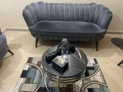 Beautiful Sofa set with Round Marble Center Table and Rug(Urgent Sale)