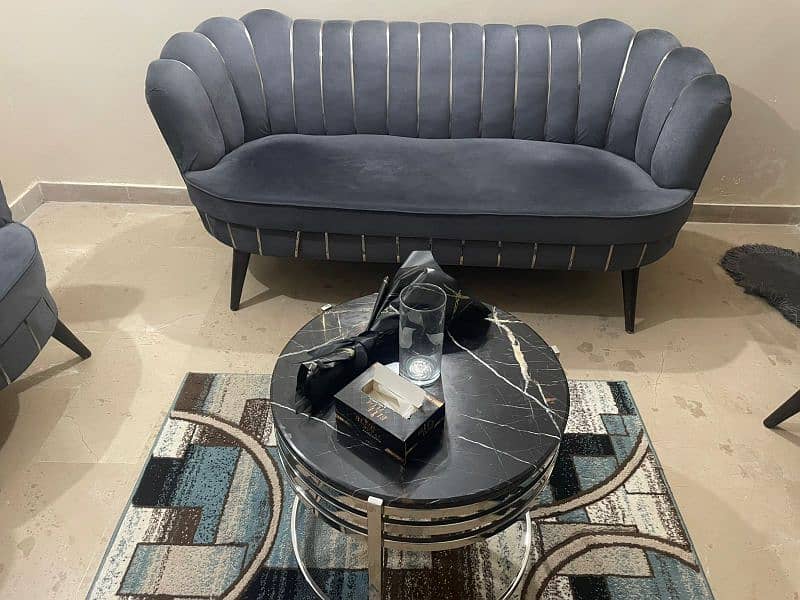 Beautiful Sofa set with Round Marble Center Table and Rug(Urgent Sale) 0