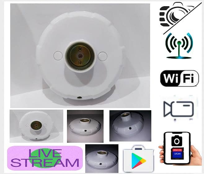 CAMERA Full HD Wifi 1080P Bulb Holder Camera Smart Gadget 6