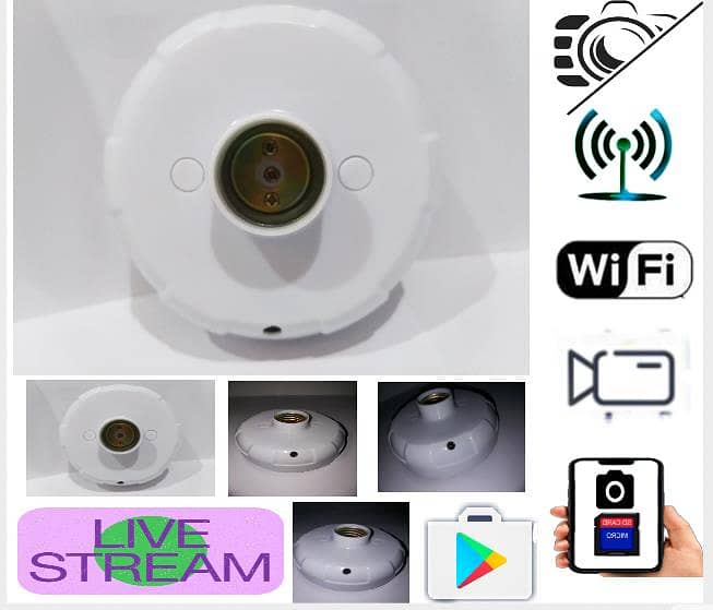 CAMERA Full HD Wifi 1080P Bulb Holder Camera Mini Security Camera wit 3