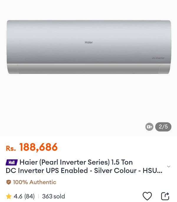 Haier Pearl Inverter HFP Series 1.5 Ton DC Inverter Heat and Cool AC 3