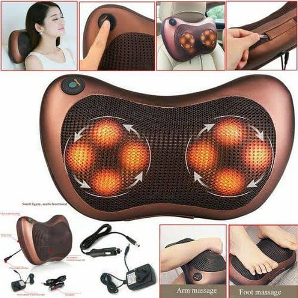 Electric Shiatsu Infrared Heating Massage Pillow with 8 Massager Heads 4