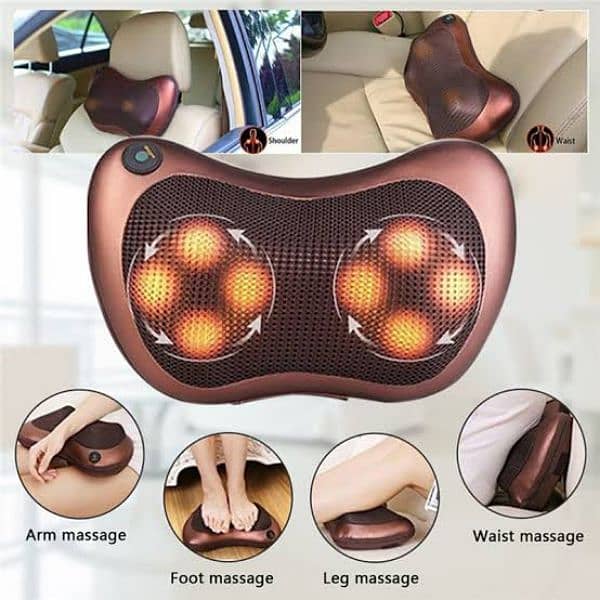 Electric Shiatsu Infrared Heating Massage Pillow with 8 Massager Heads 6