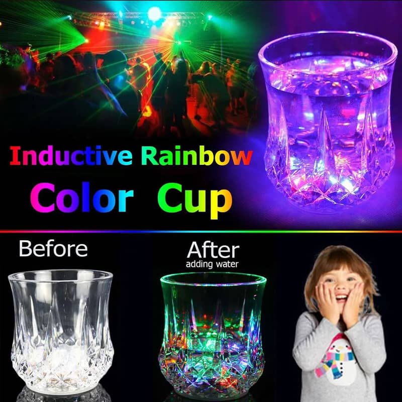 Flash Light Up Cups,Automatic Water Multicolor LED Glasses For kids 0