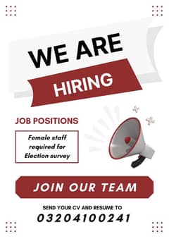 Female staff required for one month