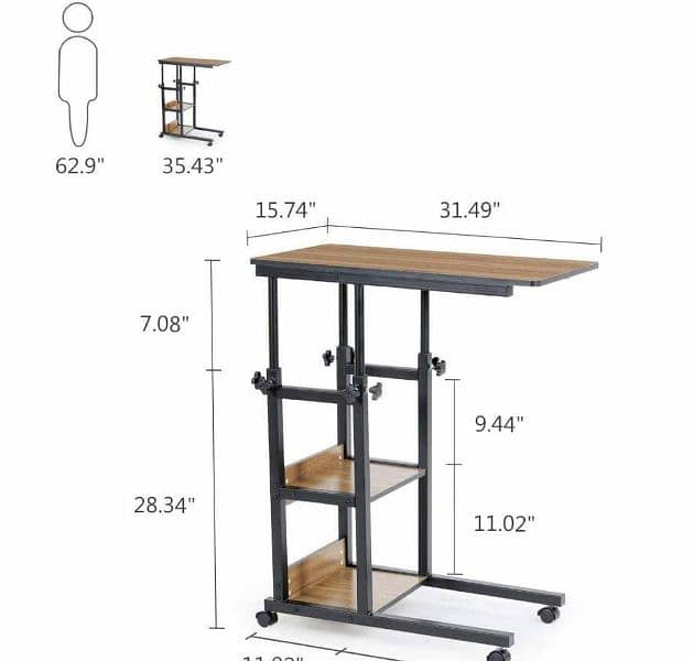 wooden adjustable laptop side table 4