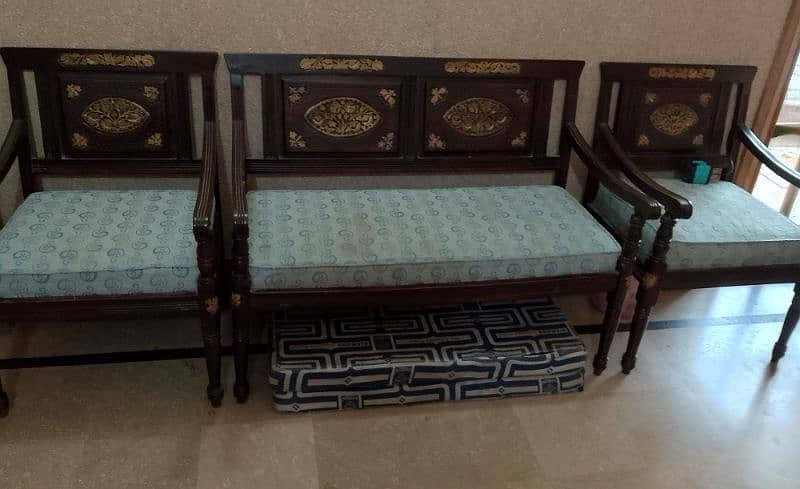 Sofa Set in Chiniot Sheesham Wood  with Wooden Centre Table 1