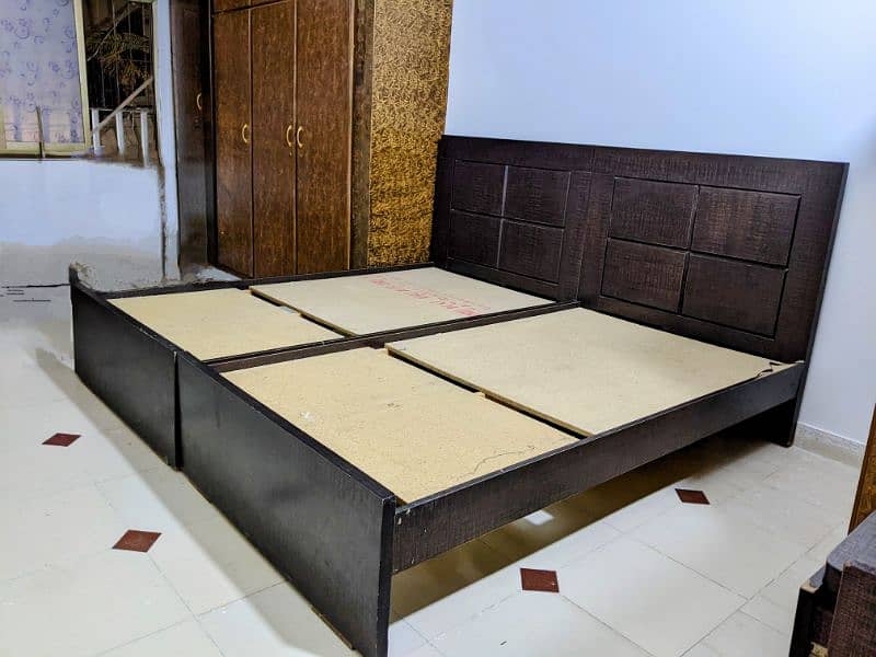 2 Single Beds [Dark Brown] Fresh Condition 1