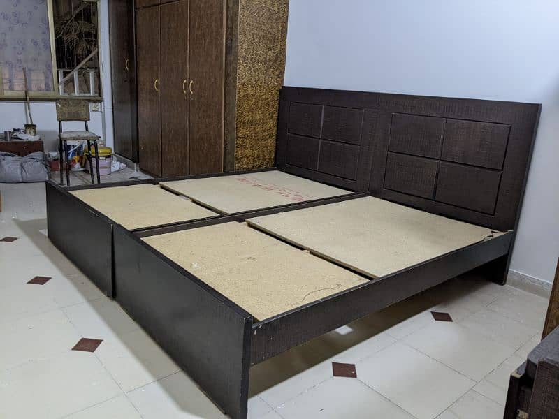 2 Single Beds [Dark Brown] Fresh Condition 2