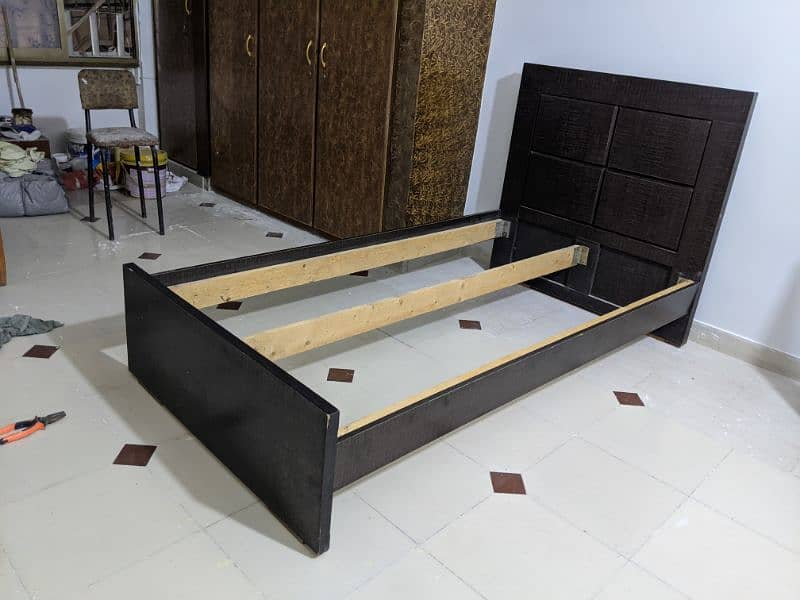 2 Single Beds [Dark Brown] Fresh Condition 3