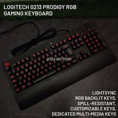 Logitech G213 Prodigy RGB Gaming Keyboard Lightsync Back Light Keys